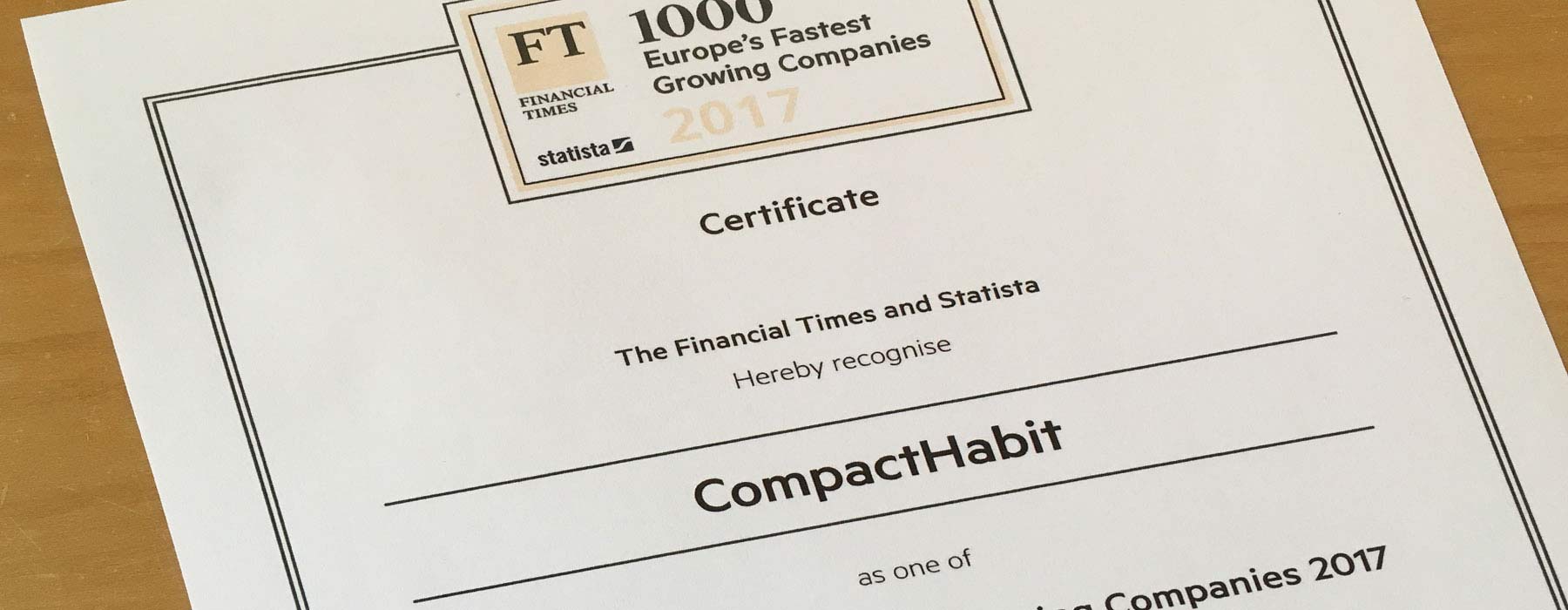 compacthabit certificate certificado Financial Times FT1000 fast growing