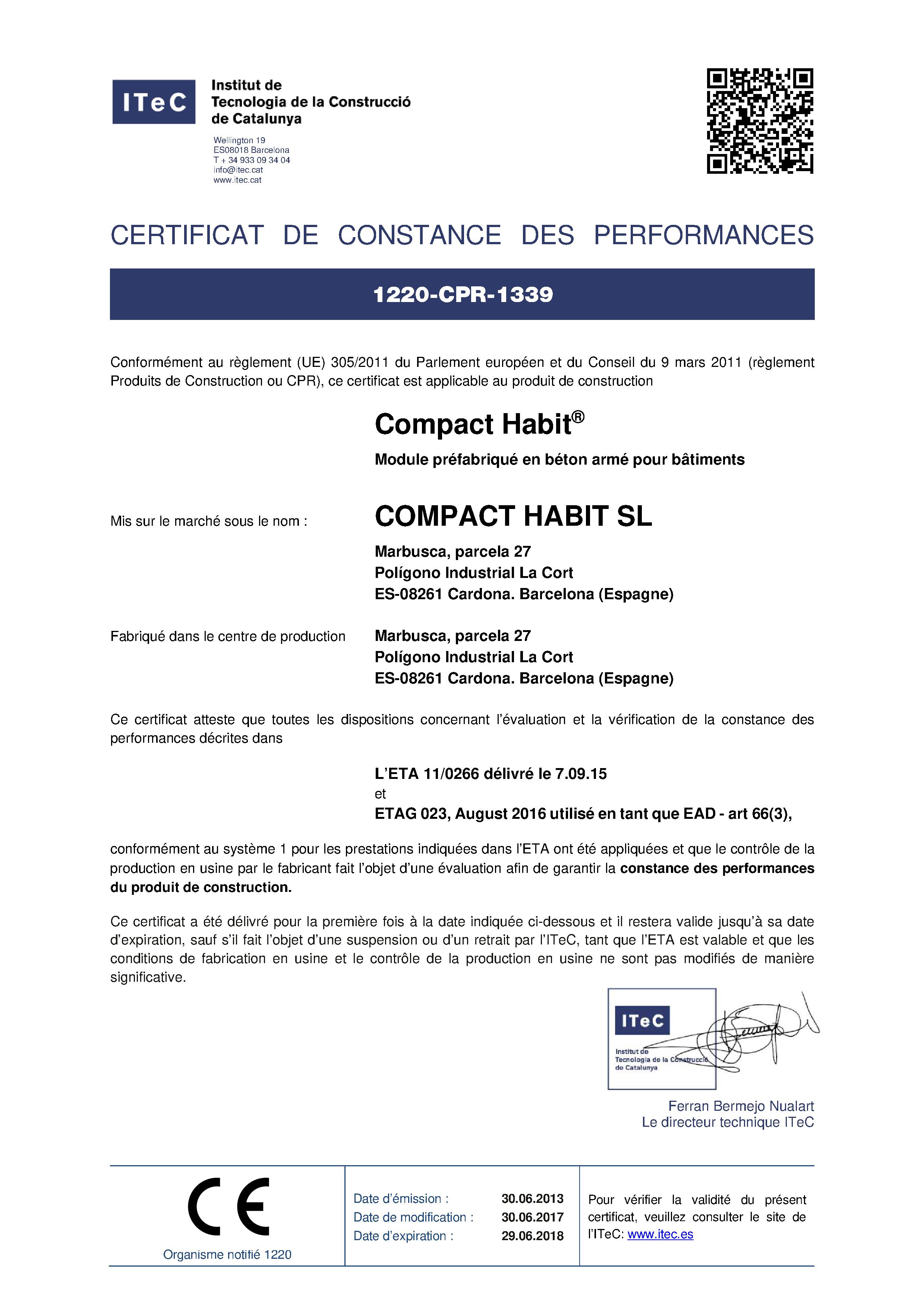 marquage CE module béton compacthabit eMii-C itec