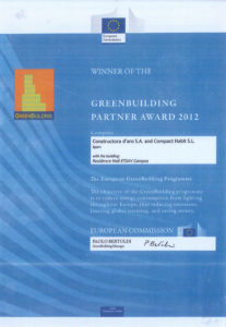 Certificat Greenbuiding UE award premi prix compacthabit